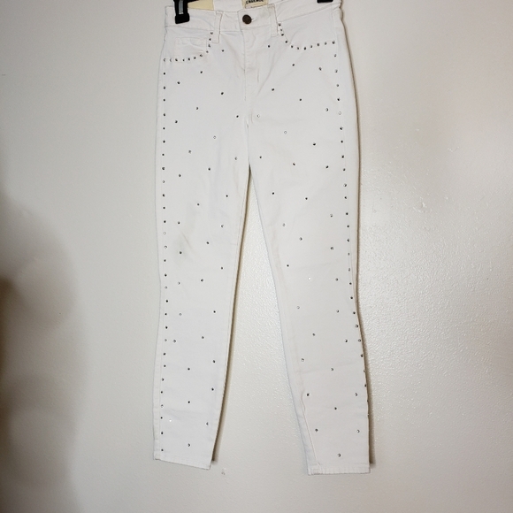 NEW L'AGENCE Margot Hi Rise Skinny Jeans  Crystals Rhinestones Ankle Luxury Chic - Picture 9 of 14